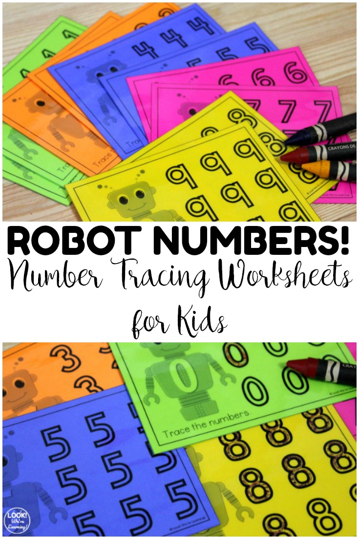 These printable robot themed number tracing worksheets are great for penmanship practice! Or laminate them to use at math centers!