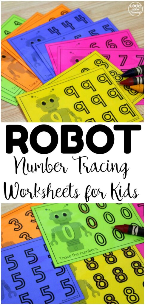 Robot Number Tracing Worksheets For Kids Look We re Learning 
