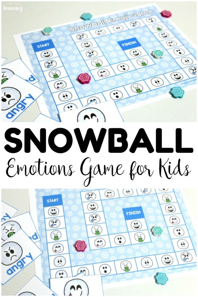 This simple snowball themed emotions game for kids is a great social skills activity! Use it during winter for a indoor play activity!