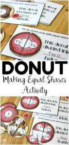 Help students learn how to divide circles evenly with this hands on Donut Making Equal Shares Activity! Great for early grade math centers!
