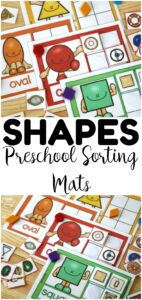 Share these fun preschool shape sorting mats with early learners! Great for morning tubs and math centers too!
