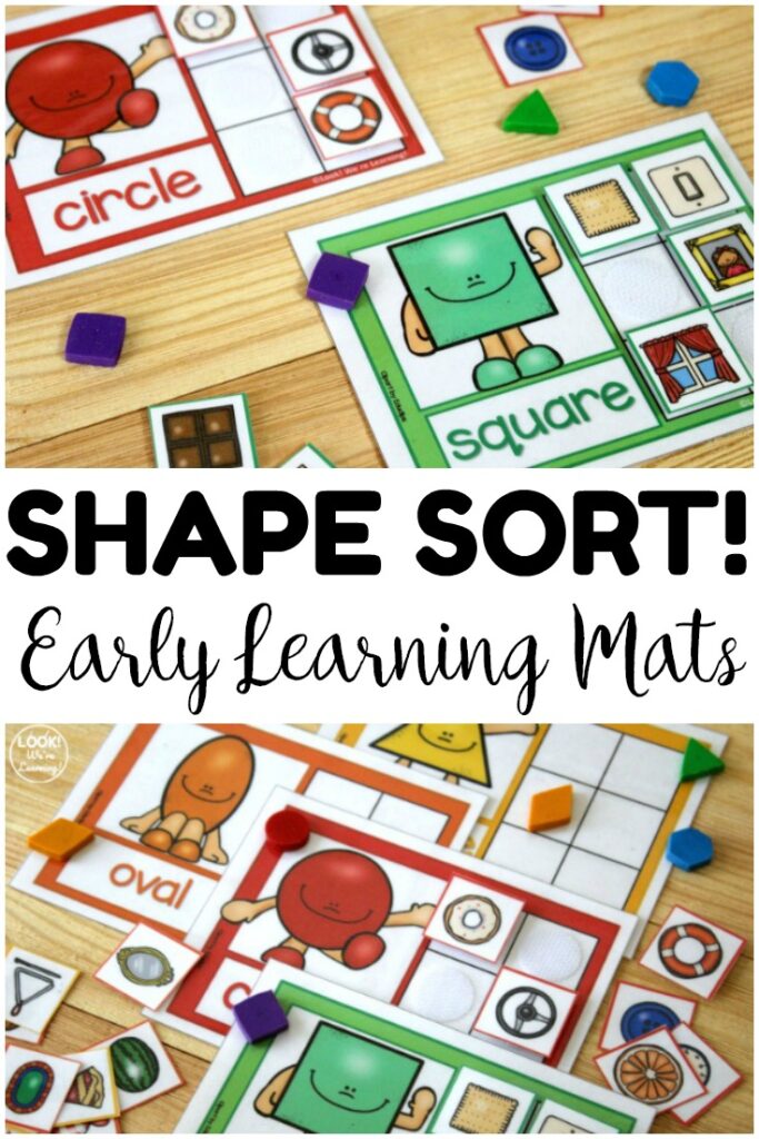 Teach early learners to recognize shapes all around them with this preschool shape sorting activity! Great for reusing at centers or in morning tubs!