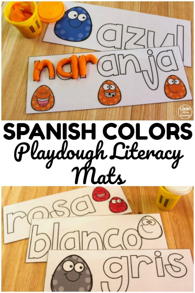 These Spanish color playdough mats are a wonderful hands on resource for early learners, Spanish language learners, and ESL students!