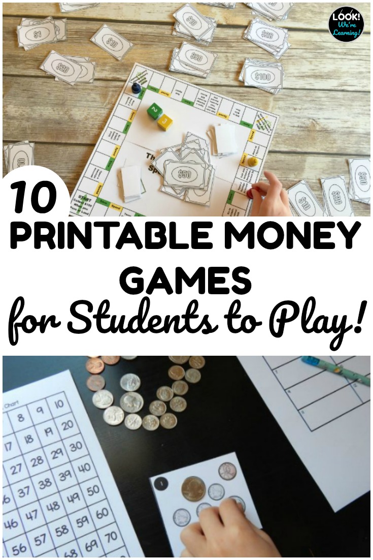 These printable money games for kids are perfect for quick math lessons! Let students play them for a hands-on money activity!