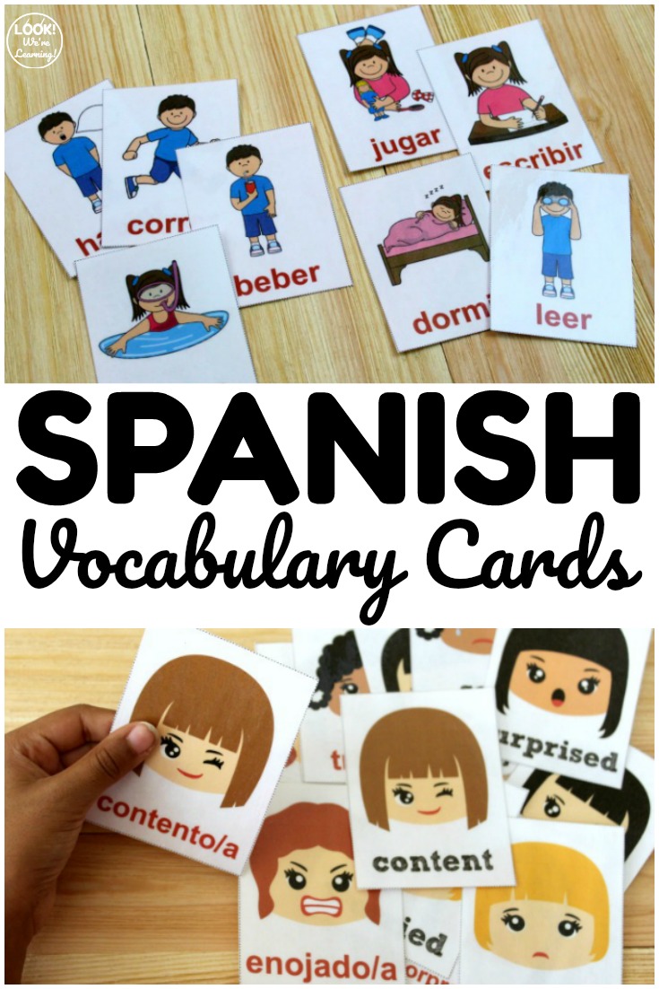 Use these printable Spanish flashcards to help elementary students and ESL learners read and use Spanish vocabulary words!