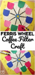 Gather a few household supplies and make this easy coffee filter Ferris wheel craft! So fun for indoor crafting!