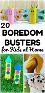 If your kids are stuck at home, they will love this list of 20 easy boredom busters for kids! Great for school breaks, rainy days, and more!