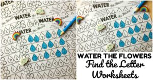 Simple Water the Flowers Find the Letter Worksheets