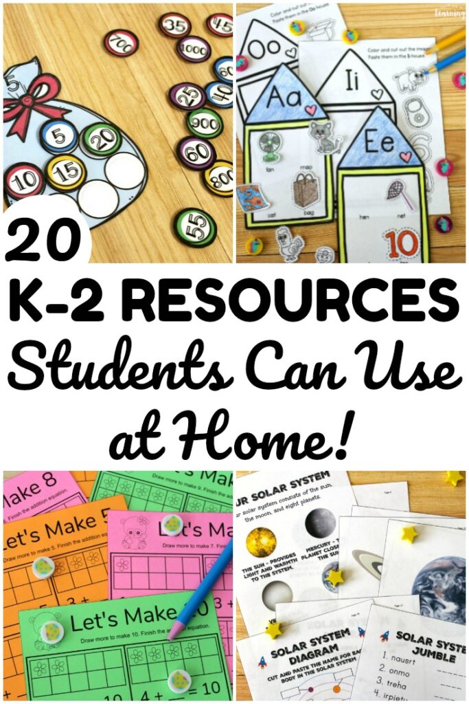 These K-2 learning resources are fun for students who are working on concepts at home! Activities here for math, social studies, science, and ELA!