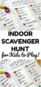 This free indoor scavenger hunt for kids is a fun way to play inside with little ones!