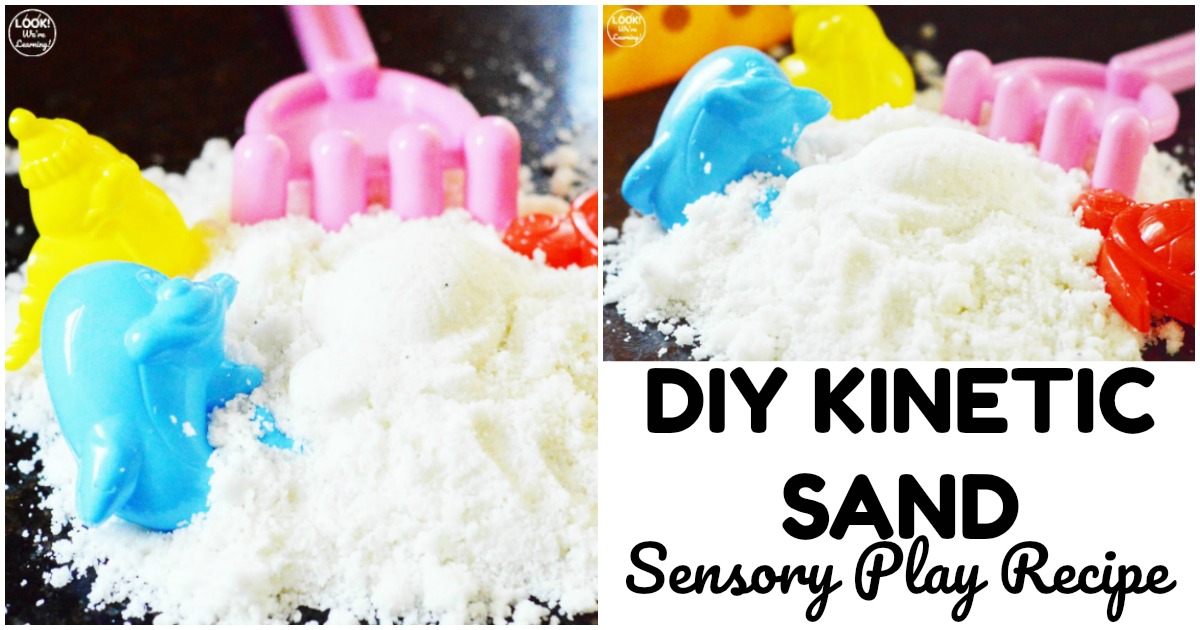 DIY Kinetic Sand Recipe for Kids - Look! We're Learning!
