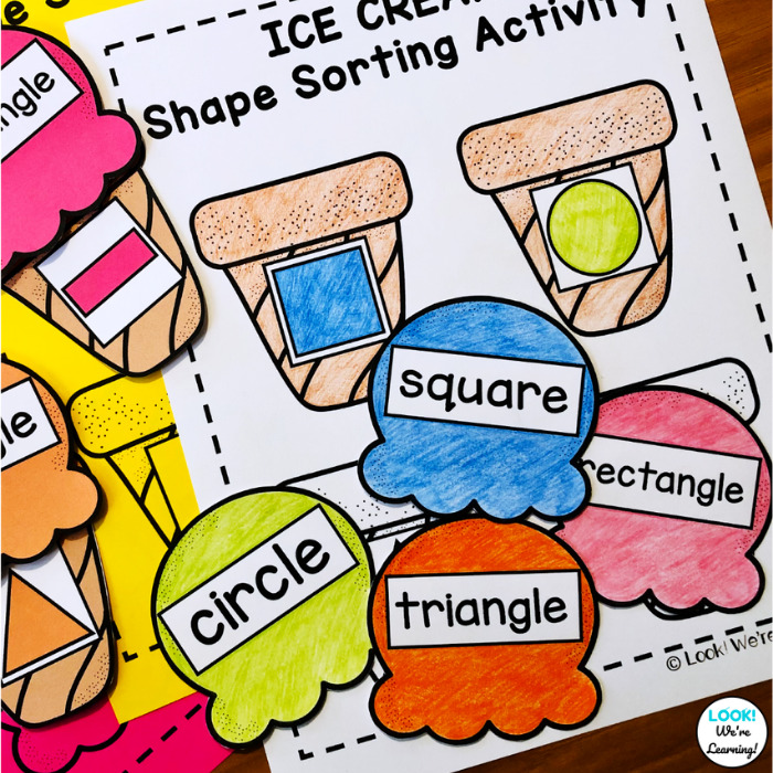 Kindergarten Ice Cream Shape Sorting Activity