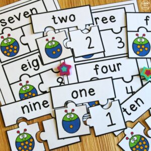 Ladybug Number Word and Number Puzzles for Kids