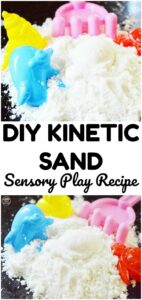 Make a batch of this simple DIY kinetic sand for a quick sensory play activity at home!