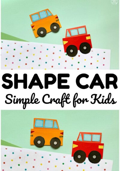 Make up this quick and easy shape car craft with the kids! Great for math and art in one simple activity!