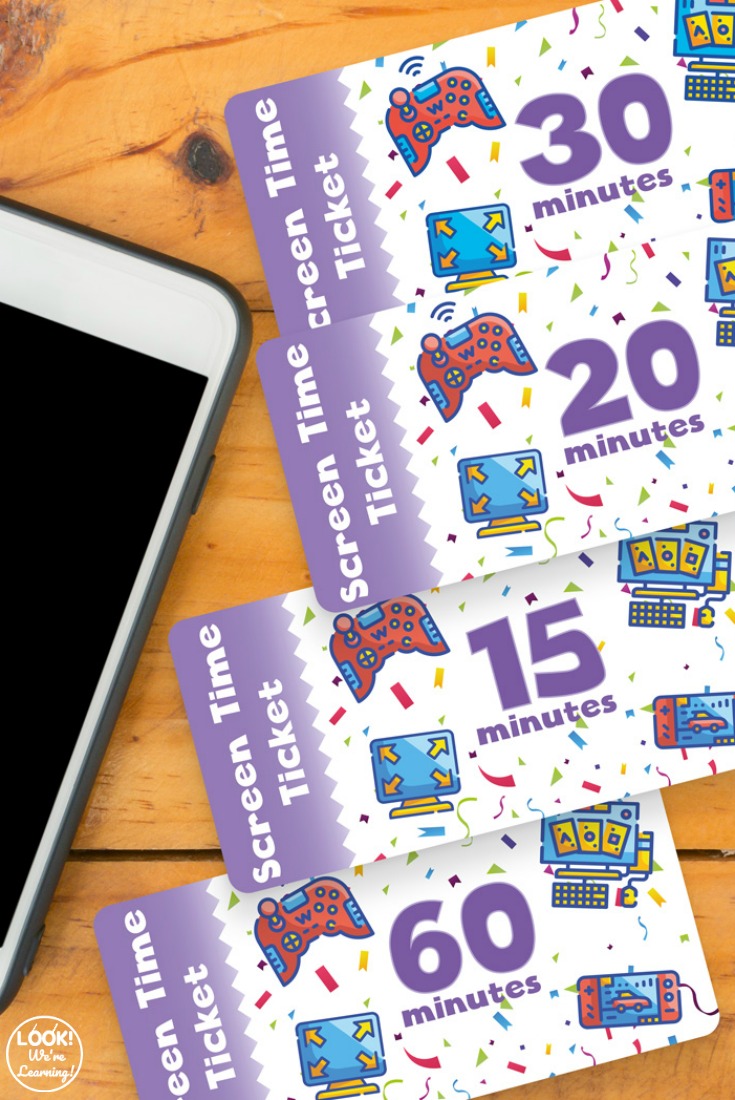 Printable Screen Time Tickets for Kids Look! We're Learning!