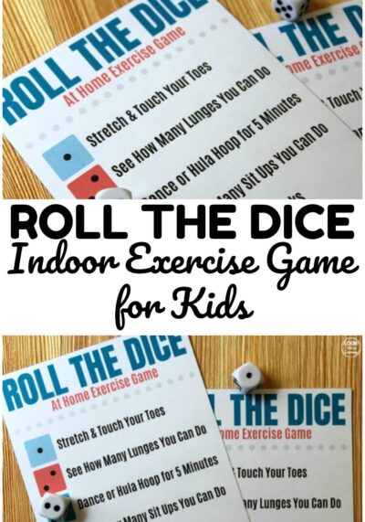 This printable Roll the Dice indoor exercise game is a fun and easy way to keep kids moving at home or during indoor recess!