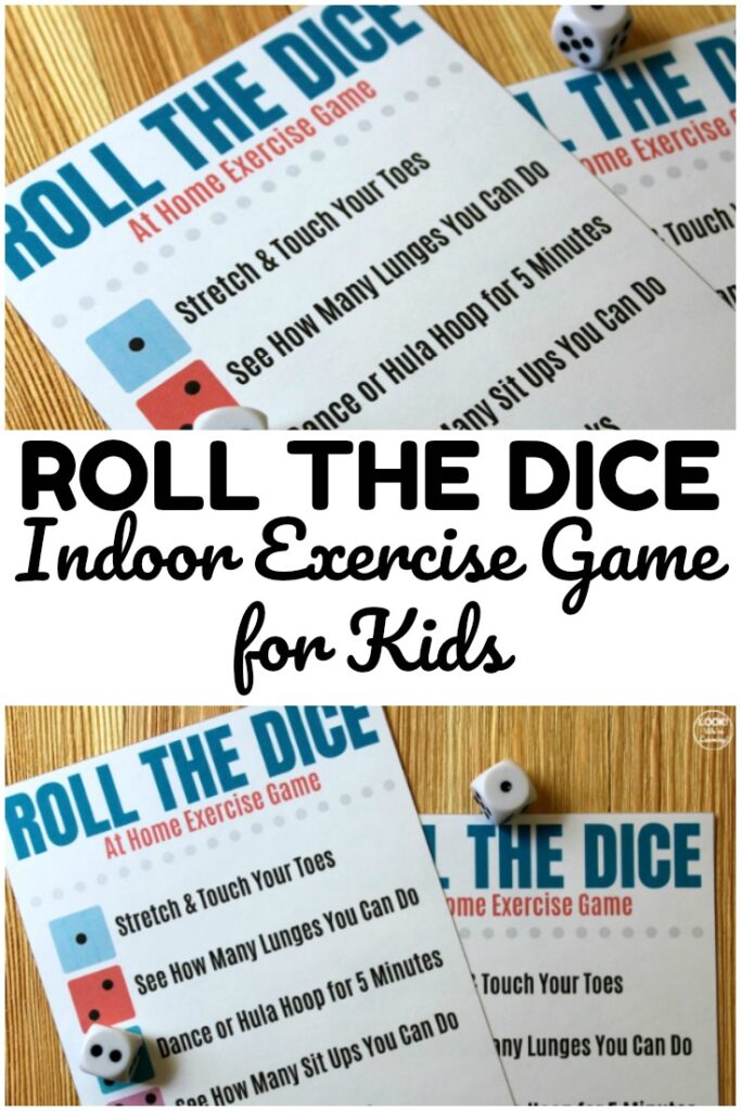 This printable Roll the Dice indoor exercise game is a fun and easy way to keep kids moving at home or during indoor recess!