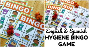 Fun English and Spanish Hygiene Bingo Game