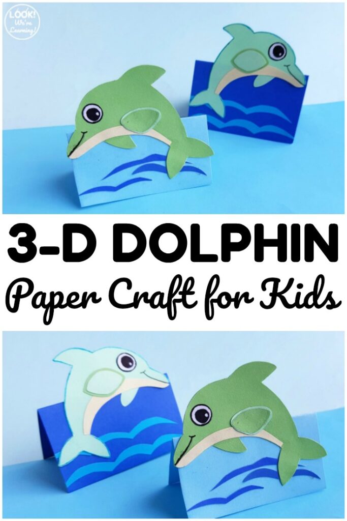 Make this fun and easy 3D paper dolphin craft for a fun art project to share with kids! Great for a summer art activity!