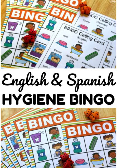 This English and Spanish hygiene bingo game is a fun way to help early learners build hygiene skills!