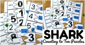 Fun Shark Counting to Ten Puzzles
