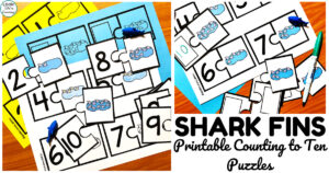 Fun Shark Counting to Ten Puzzles for Early Learners