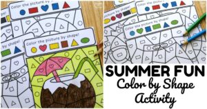 Fun Summer Color by Shape Activity