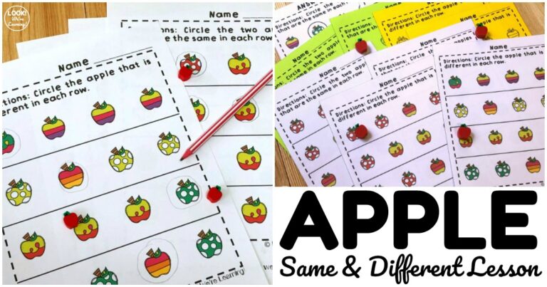 Apple Alike! Apple Same or Different Worksheets - Look! We're Learning!
