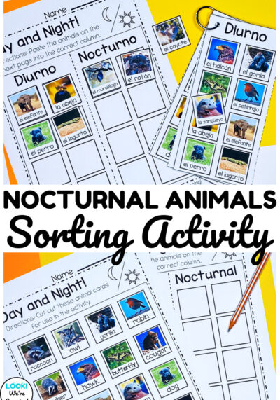 Teach early students how to recognize animals with different sleeping habits with this hands-on diurnal and nocturnal animals sorting activity!