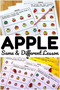 Apple Alike! Apple Same or Different Worksheets - Look! We're Learning!