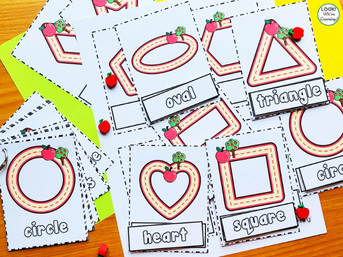 Apple Shape Tracing Cards for Kids