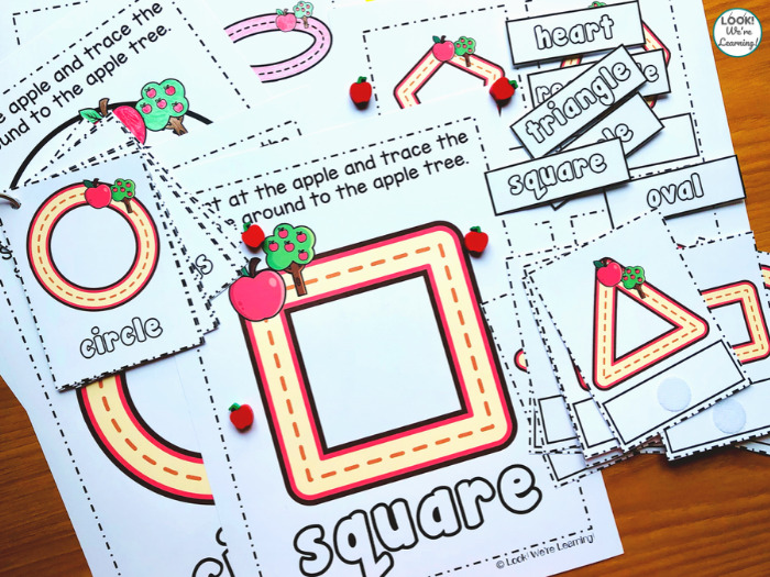 Apple Themed Shape Tracing for Kids