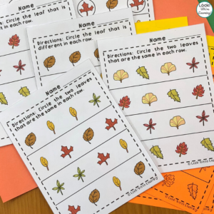 Leaf Themed Same or Different Activity for Preschool