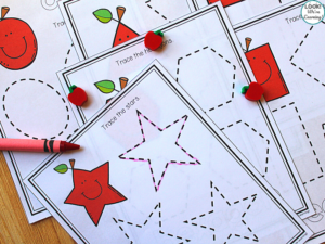Printable Apple Shape Tracing Activity