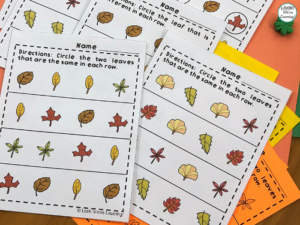 Printable Leaf Same or Different Worksheets