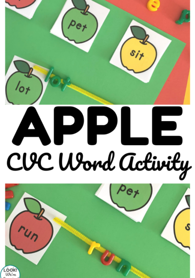 Work on early literacy skills with this fun fall apple CVC word literacy activity!