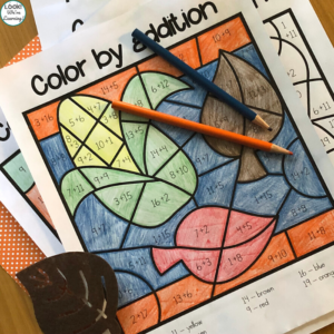Fall Themed Color by Addition Activity