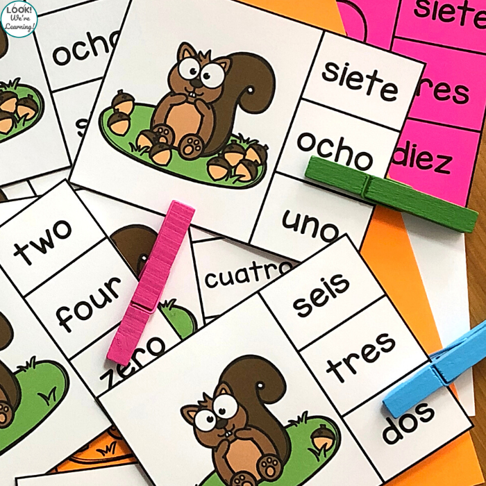 Printable Acorn Themed Spanish Counting to Ten Cards