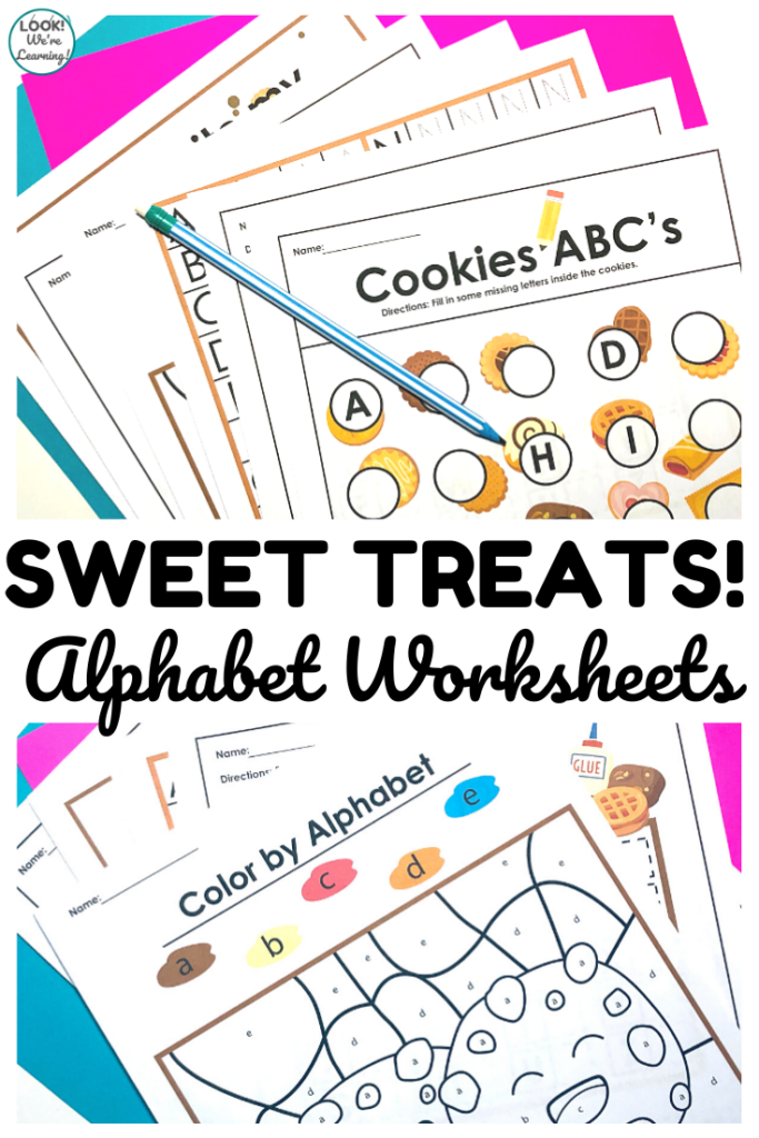 These printable cookie and cupcake alphabet worksheets are so fun for helping early learners practice letter recognition!
