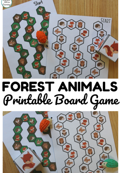 This fun printable woodland animals board game is a perfect fall-themed indoor activity for kids!