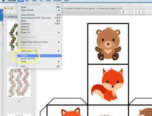 Woodland Animals Board Game - Mac Print Instructions 2