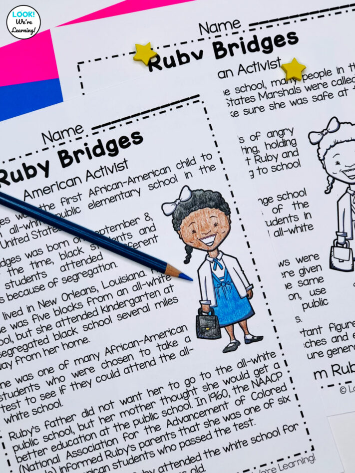 Printable Ruby Bridges Biography for Elementary