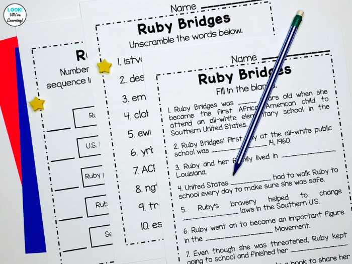 Ruby Bridges Lesson Review Activities