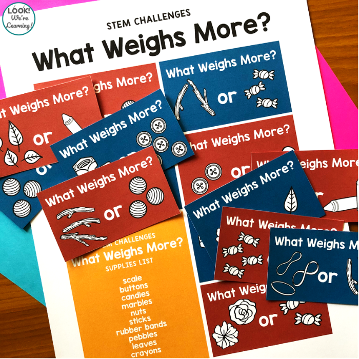 Printable Weight STEM Challenge Cards for Kids