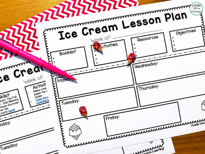 Printable Ice Cream Lesson Plan for Preschool