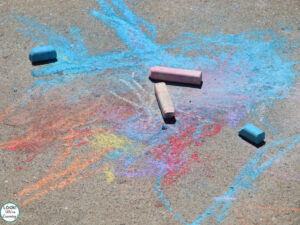 Sidewalk chalk as a literacy idea for kindergarten