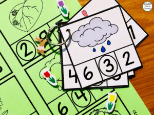 Spring Count to Ten Clip Cards for Kids