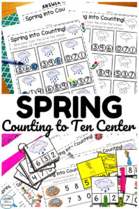 This spring counting to ten math center is excellent for kindergartners to use during spring months!