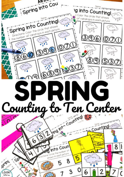 This spring counting to ten math center is excellent for kindergartners to use during spring months!